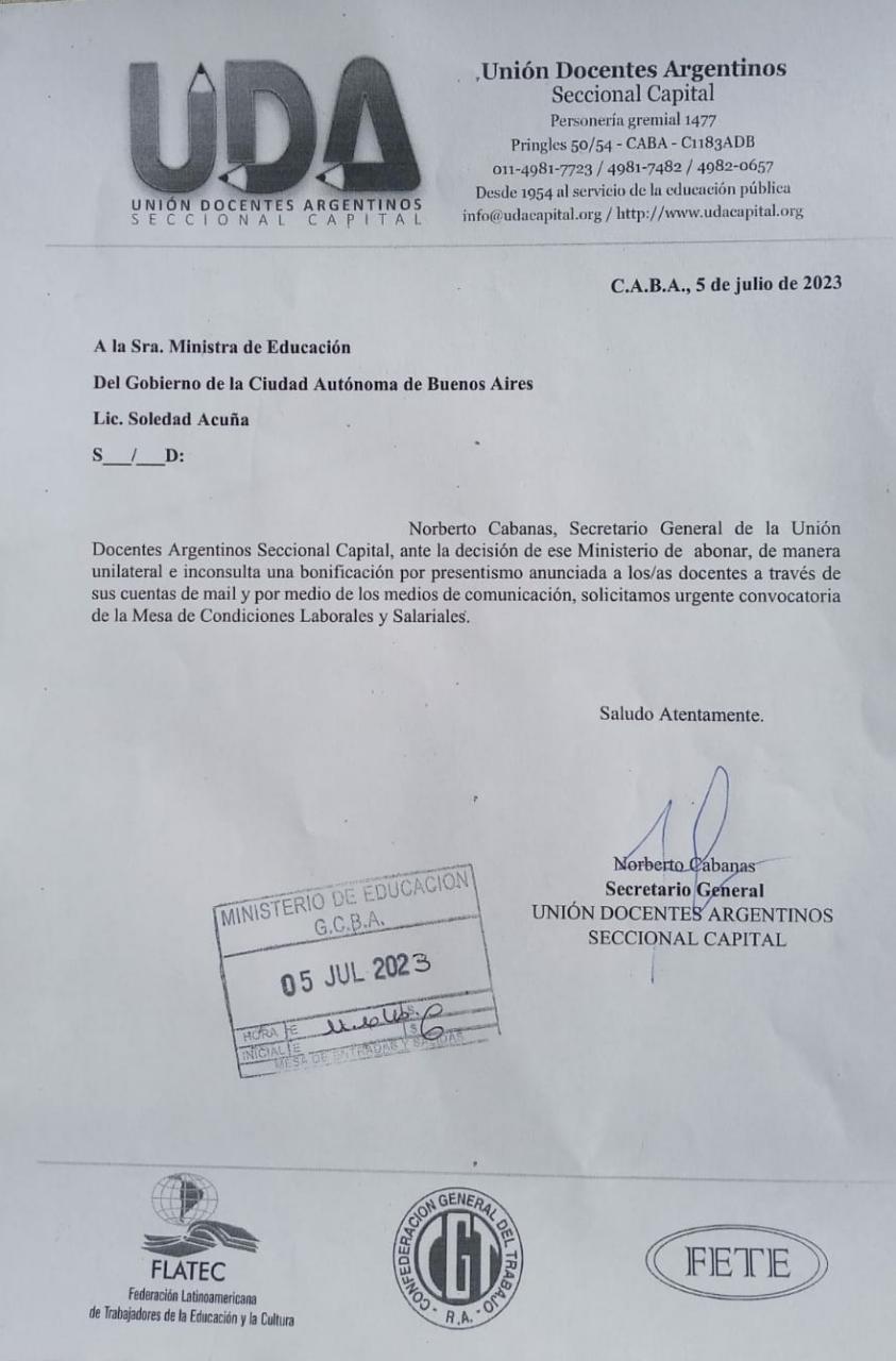 Urgente convocatoria a la Mesa de Condiciones Laborales y Salariales