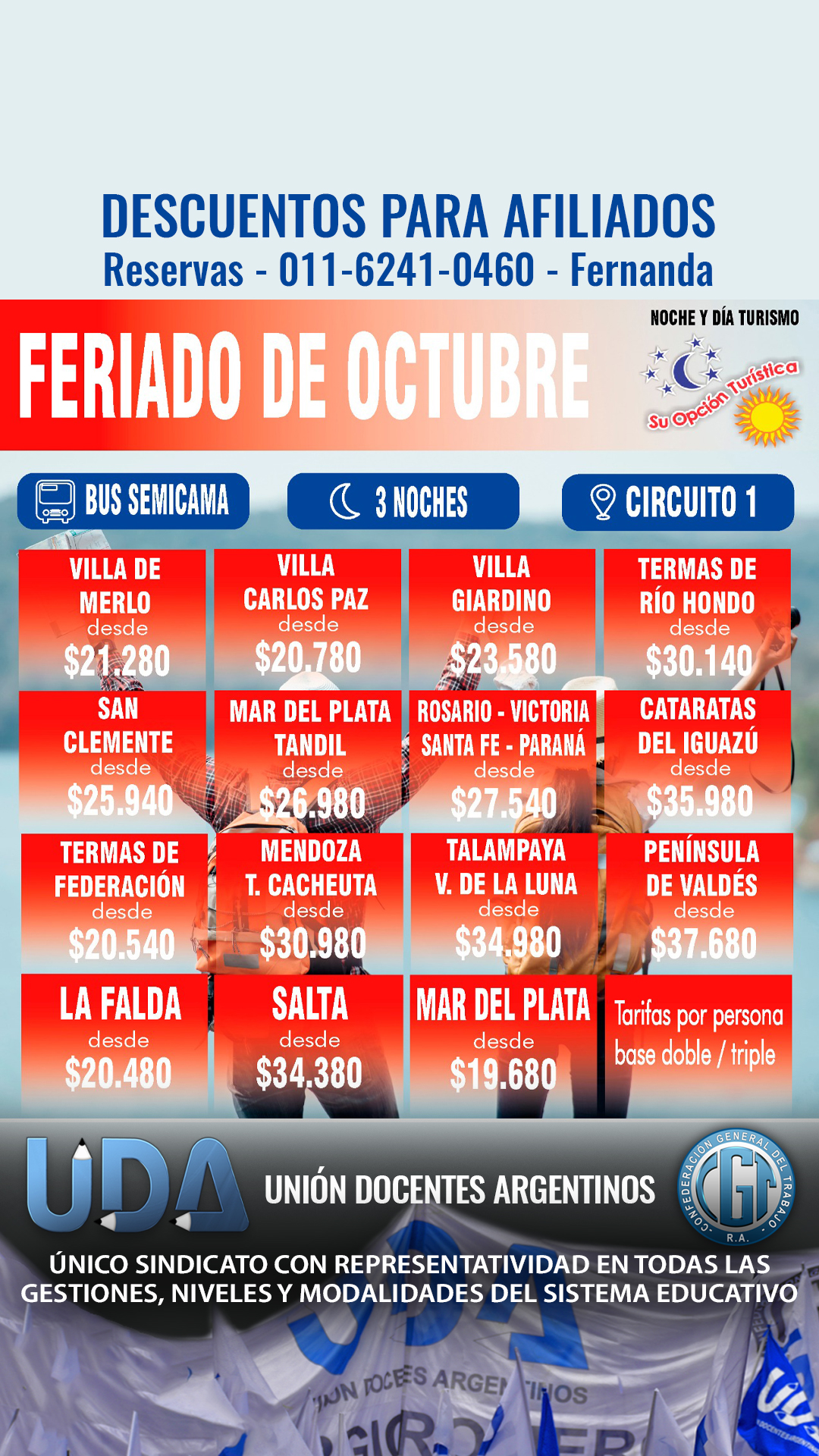 Uda turismo feriado de octubre
